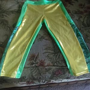 Capezio green and yellow dance leggings